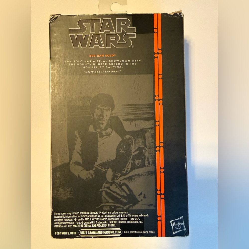 Star Wars The Black Series #08 Han Solo 6” Figure Hasbro 2013 New in Box - Picture 2 of 3
